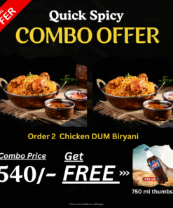 Order 2  Chicken DUM Biryani  Get Free 750 ML Thumbs up